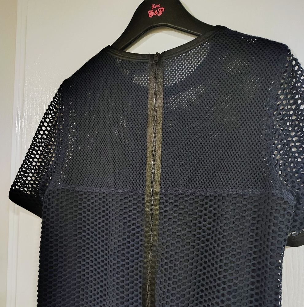 Rag and Bone MSRP $495 Luna Navy Blue Mesh Fishnet Dress Women's Medium Silk - Picture 12 of 12